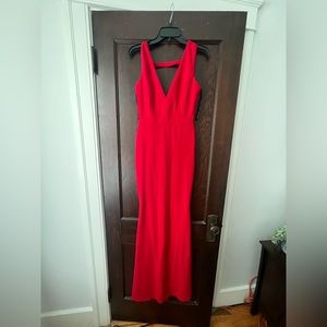 Red dress with fur shall